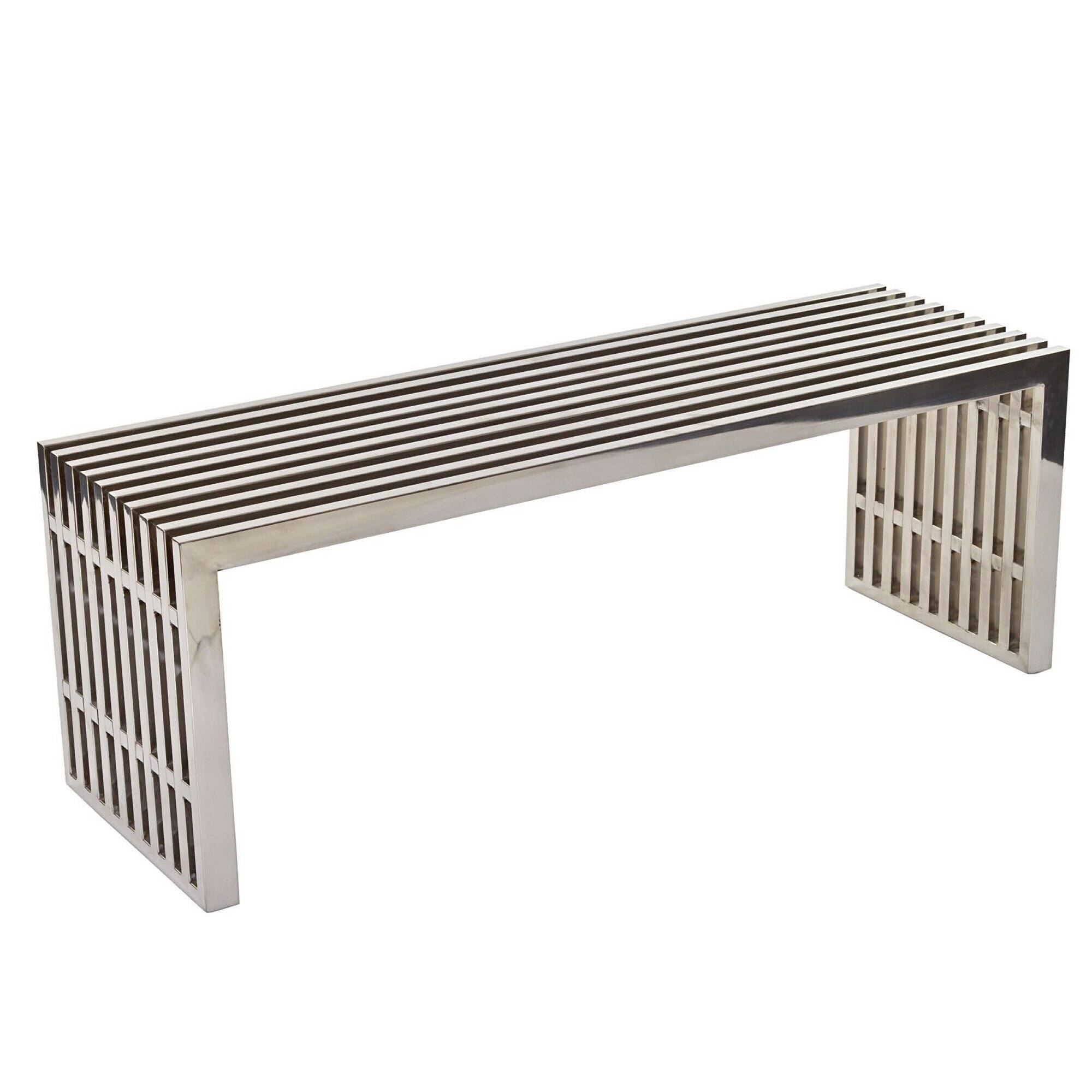 Front. Modway - Gridiron Medium Stainless Steel Bench by Modway - Silver.