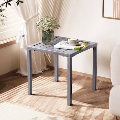 Alt View 6. Crestlive Products - Crestlive Products 16in Aluminum Patio Side Square Outdoor End Table 15.7inWx15.7inL Gray - Gray.