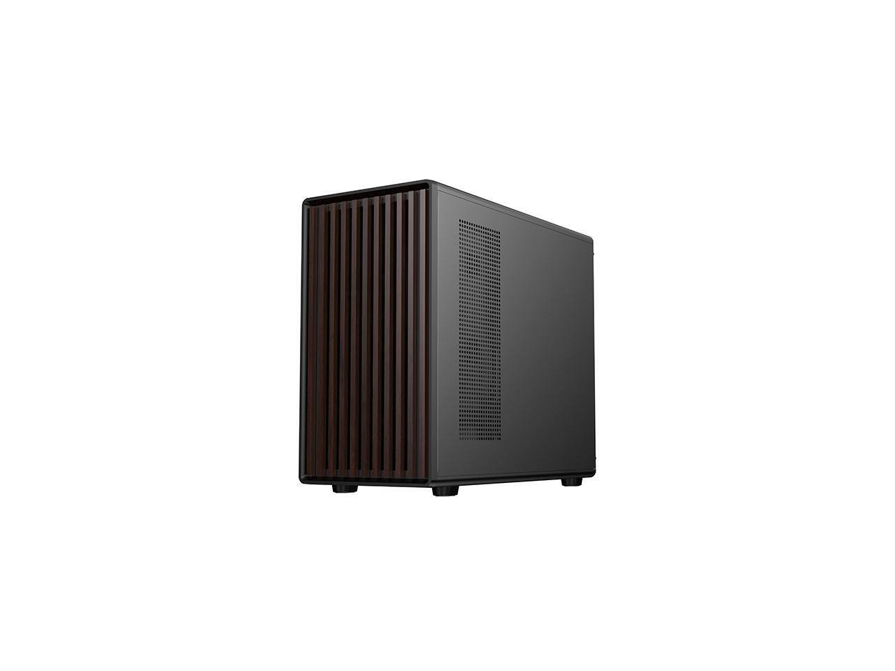 Alt View 10. DIYPC - DIYPC DIY-mATX06-Wood Black USB3.0/Type C Micro ATX Mid Tower Case w/ Tempered Glass & Walnut Front Panel, 4 PWM Fans - Black.