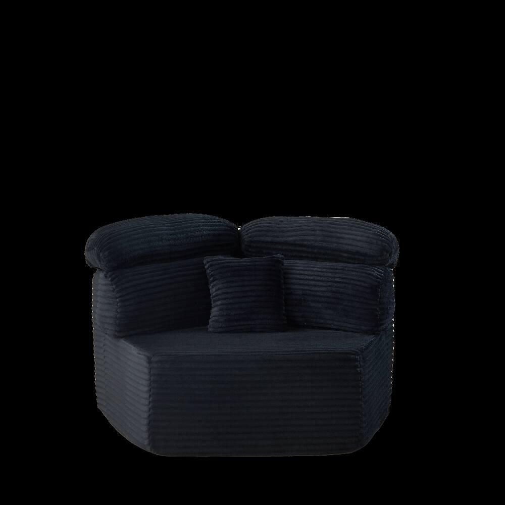 Alt View 1. Loheer - Loheer 53-Inch Modern Modular Sofa Single-Seater Lounge Chair Pentagonal Corduroy Sofa with Enveloping Pillow - Black.