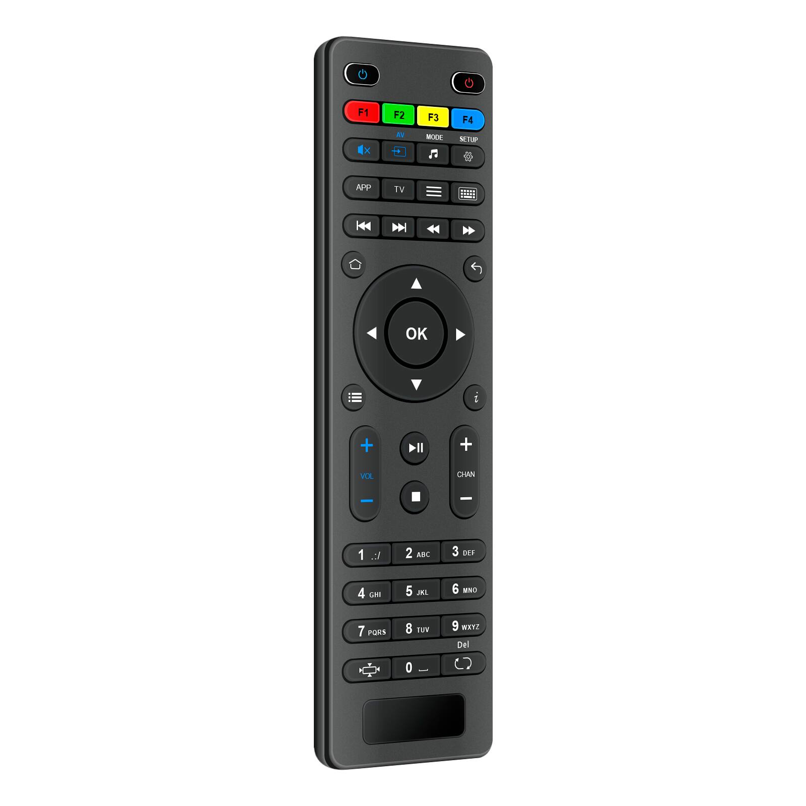 F1 F2 F3 F4 IV MODE NTUP APP TV 11222 OK i + >Il + VOL CHAN - - 1 E:. 2 ABC 3 DEF 4 GHI 5 JKL 6 MNO 7 PQRS 8 TUV 9 WXYZ Del 0 I
