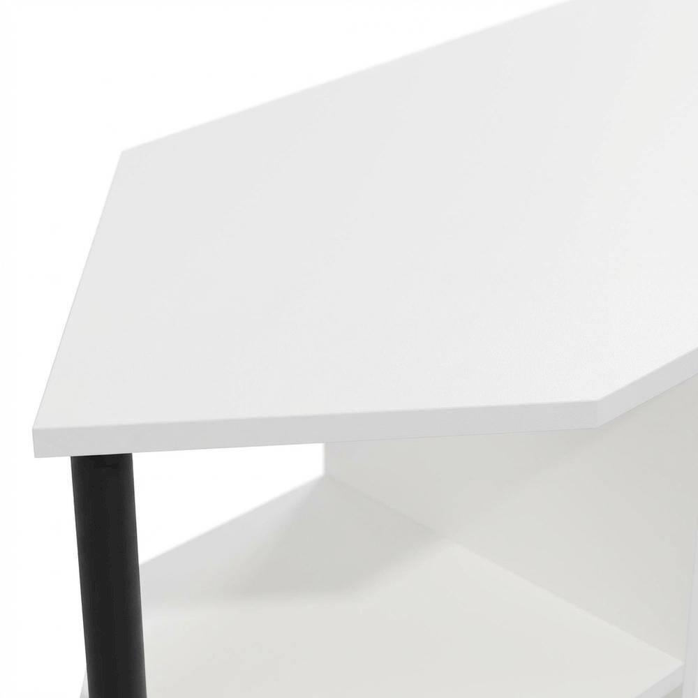 Alt View 4. FurniFact - White open storage corner fireplace TV stand, 55-inch screens, solid wood - White.
