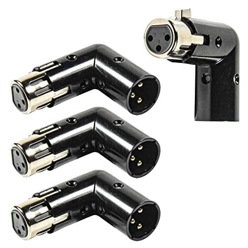 HQRP - 4-Pack 3-Pin XLR Angle Adapter, Dual Male-Female, Adjustable 90 Degree Low-Profile for Mixers - Black