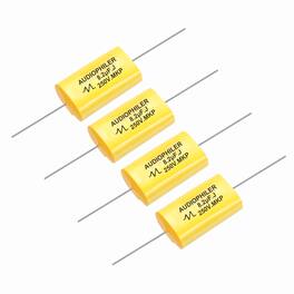 Unique Bargains - 4pcs 8.2uF High-Frequency Divider Capacitor, 260V Audio Speaker Crossover Non-Polarity Polypropylene MKP Film Capacitors - Yellow