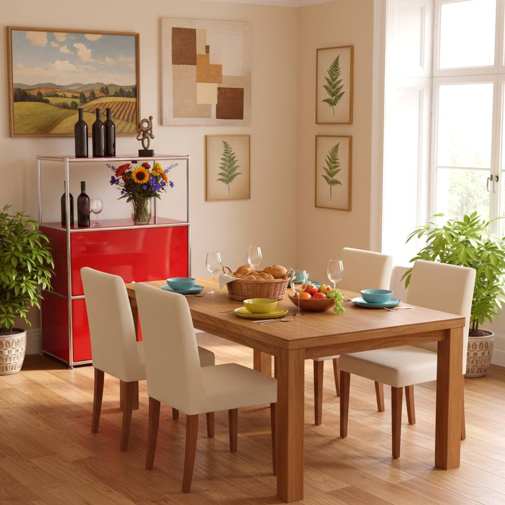 Left. Malletson - 3 Tier Modular Metal Sideboard Storage Cabinet, Modern Grid-Style, for Dining Room, Living Room or Office - Red.