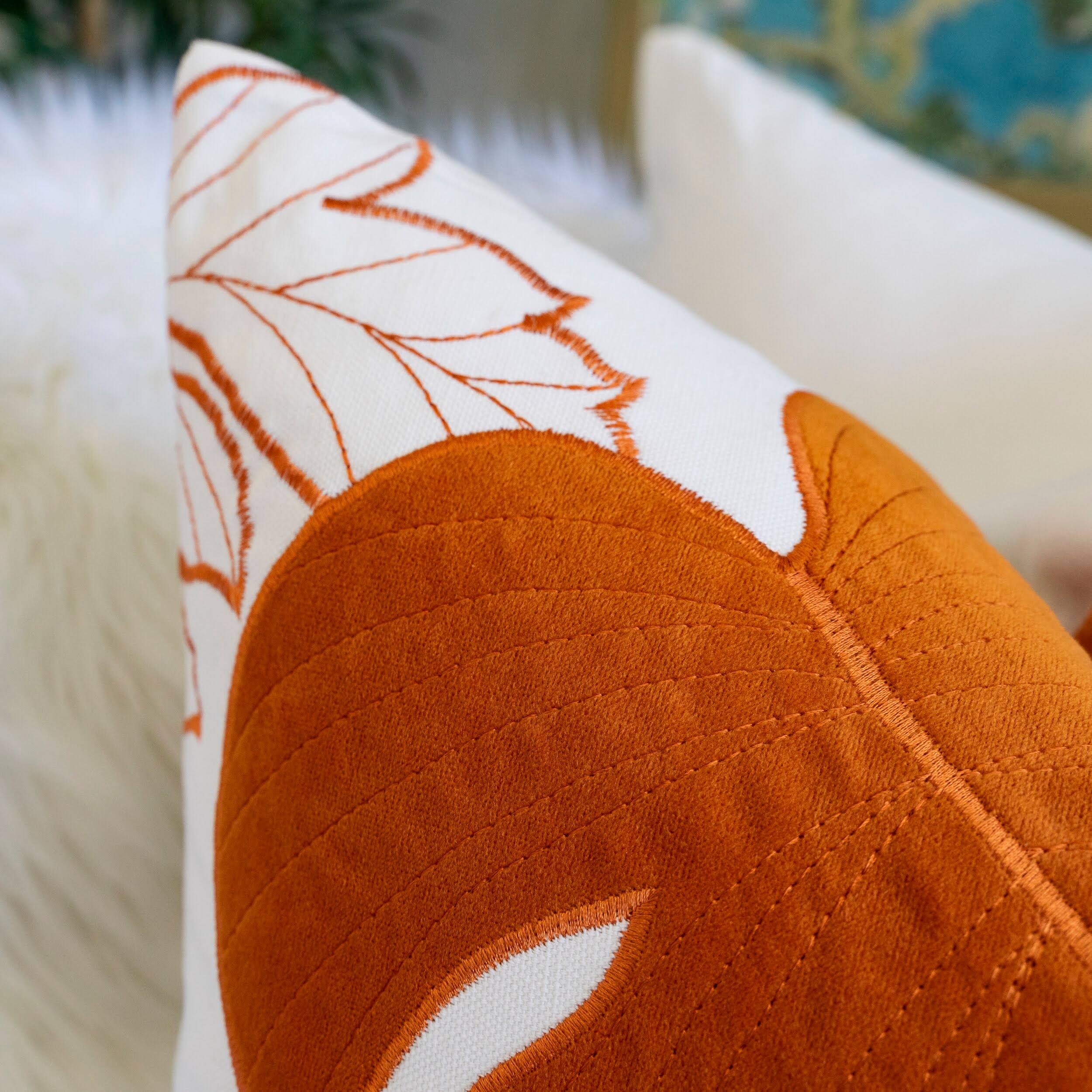 Left. TinyHomie - Autumn Vibes Leaf Accent Pillow - Blue.
