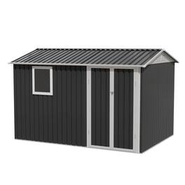 Mondawe - 9ft x 6ft Outdoor Metal Storage Shed with One Window - Gray