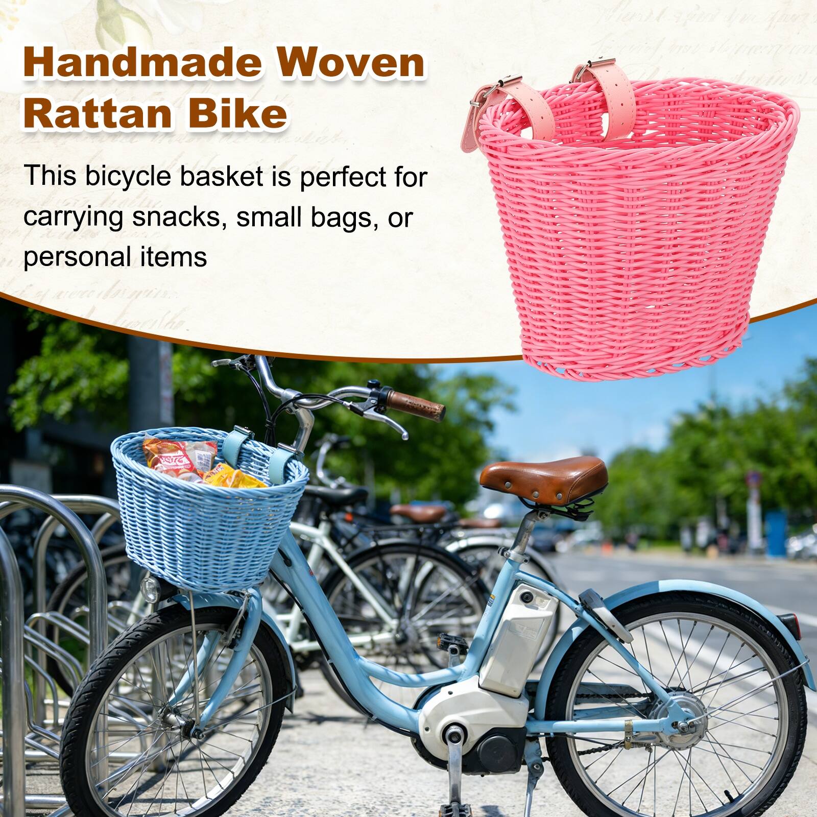Handmade Woven Rattan Bike

This bicycle basket is perfect for carrying snacks, small bags, or personal items