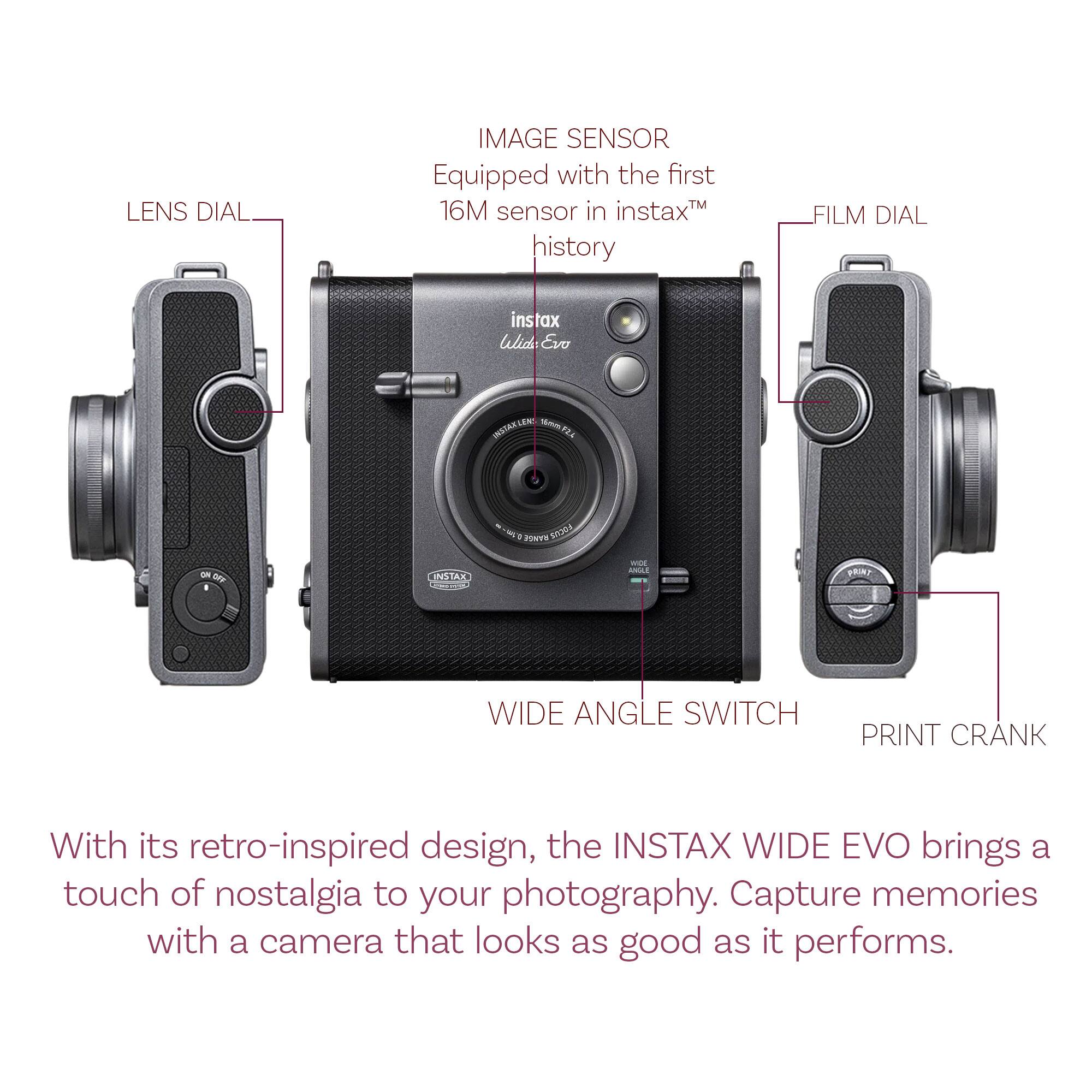 Bundle Fujifilm Instax Wide Evo Hybrid Instant Film Camera + Wide