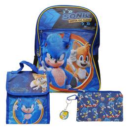 Bioworld - Sonic The Hedgehog and Friends 5 Piece 16 Inch Backpack Set - Blue
