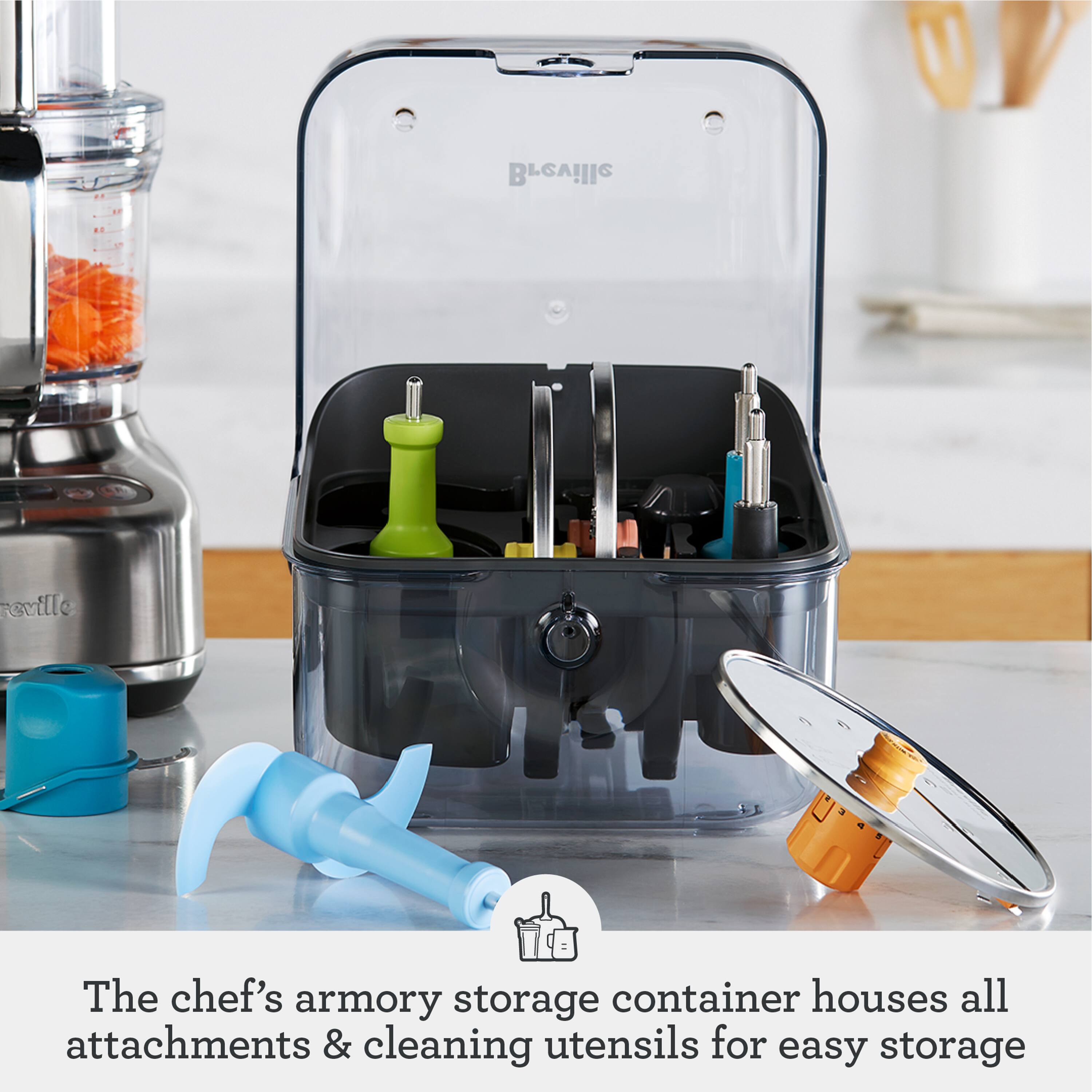 Breville The chef's armory storage container houses all attachments & cleaning utensils for easy storage