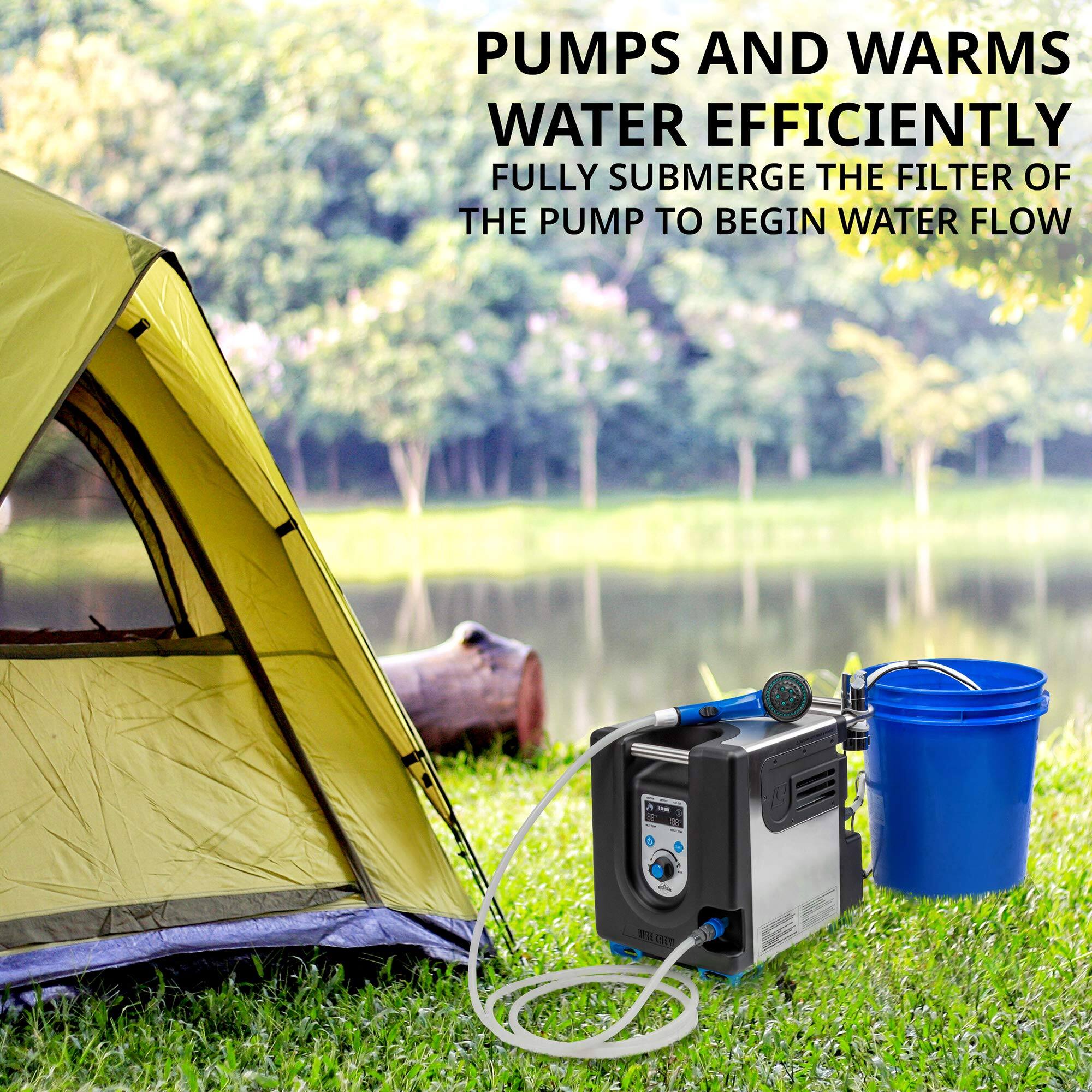 PUMPS AND WARMS WATER EFFICIENTLY FULLY SUBMERGE THE FILTER OF THE PUMP TO BEGIN WATER FLOW