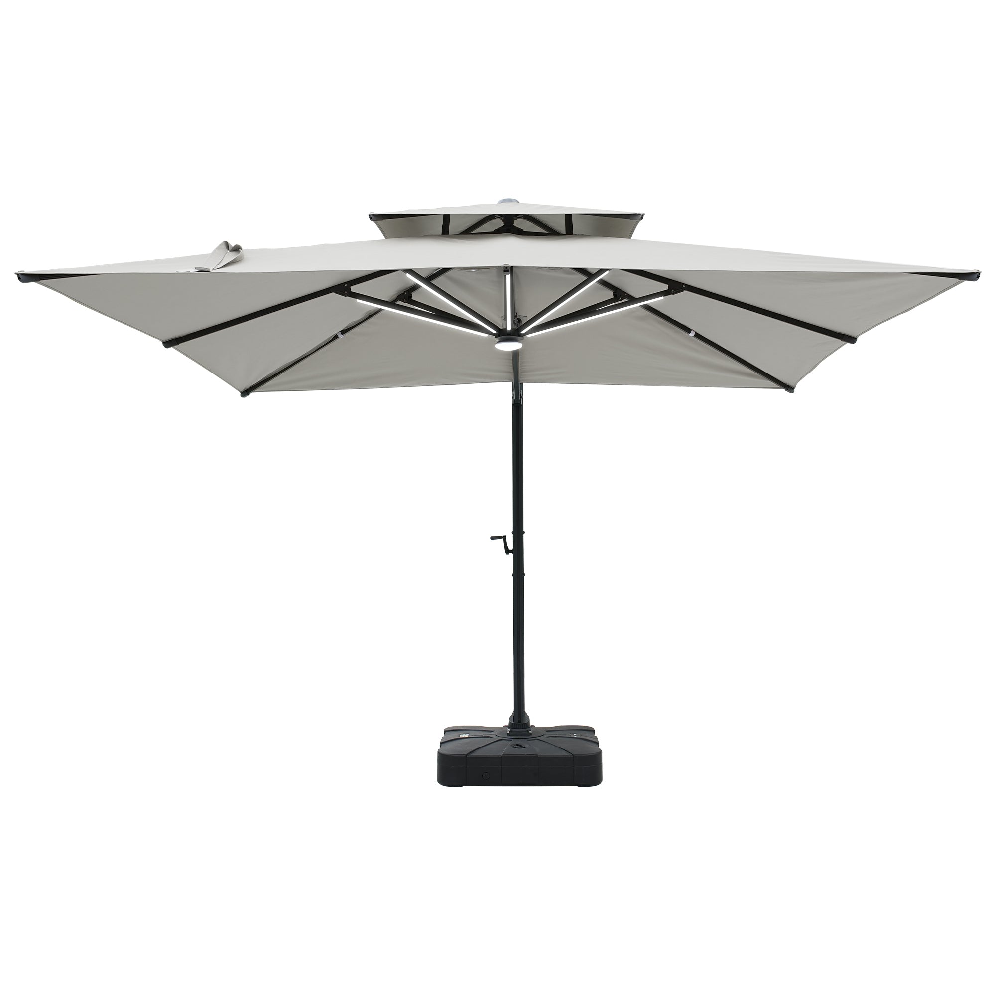 Angle. Mondawe - 10x10ft Cantilever Patio Lighted Umbrella with DIY Drape Hook and Base - Gray.