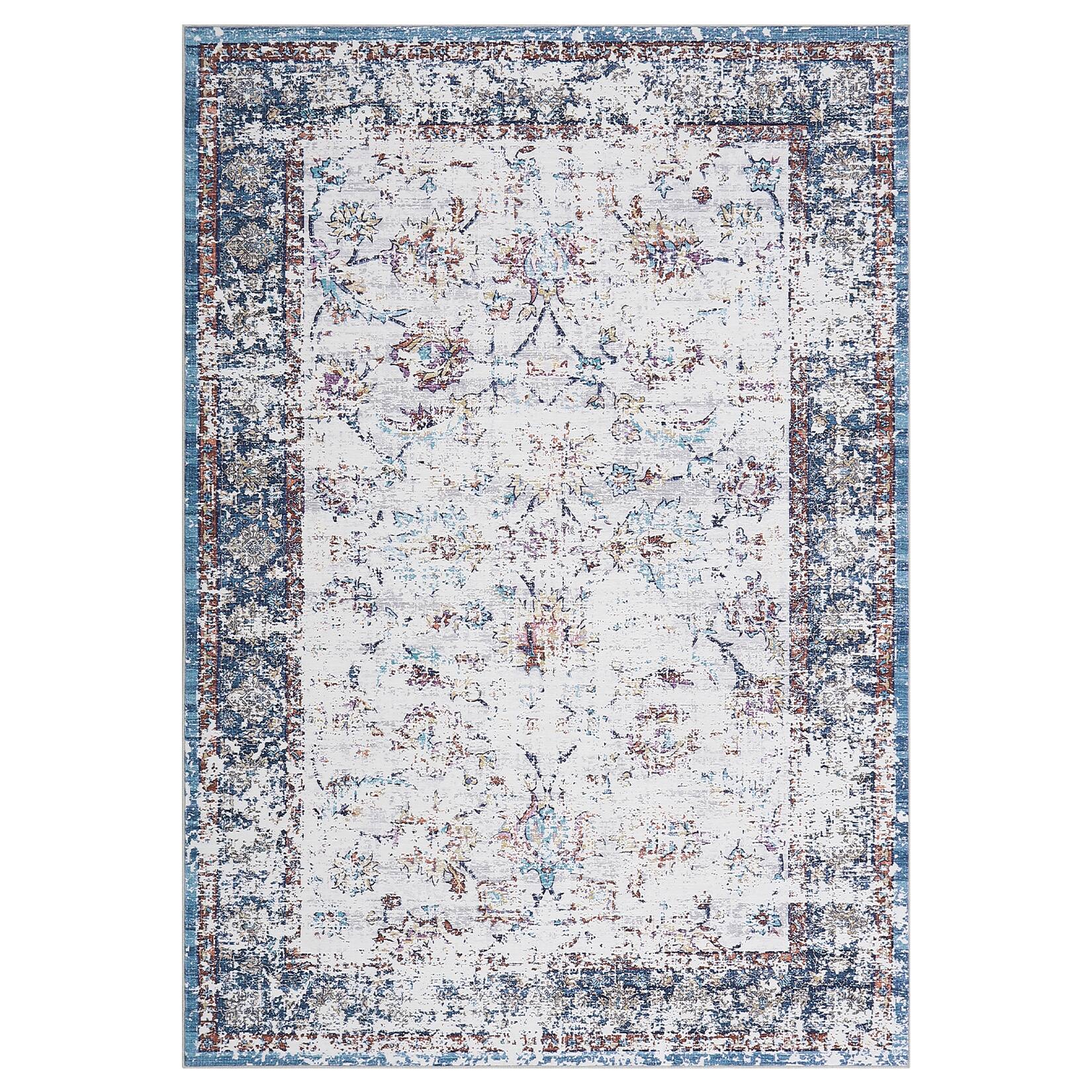 Front. GAOMON - Vintage Area Rug Non Slip Stain Resistant Vacuum Clean Ultra Thin Floor Cover for Living Room Bedroom Hallway - Multicolor.