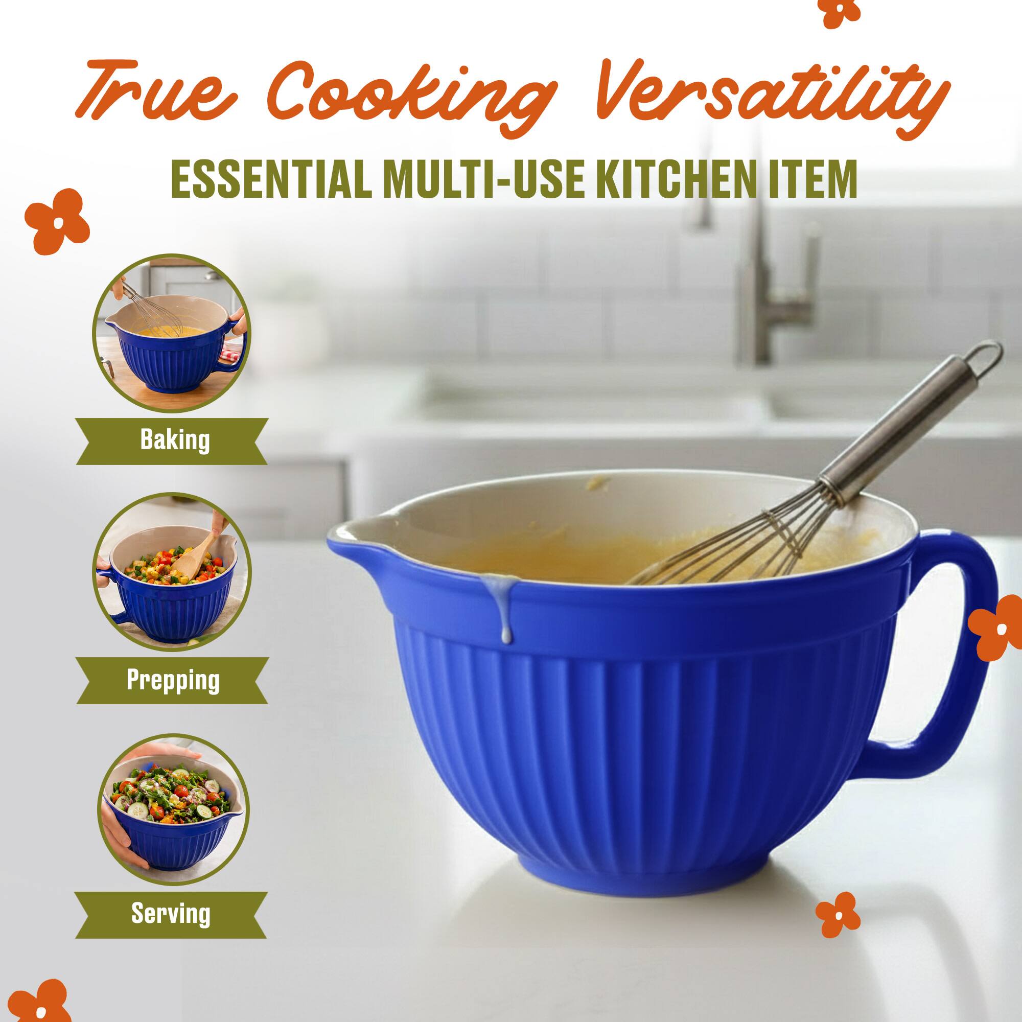True Cooking Versatility  
ESSENTIAL MULTI-USE KITCHEN ITEM  
Baking  
Prepping  
Serving