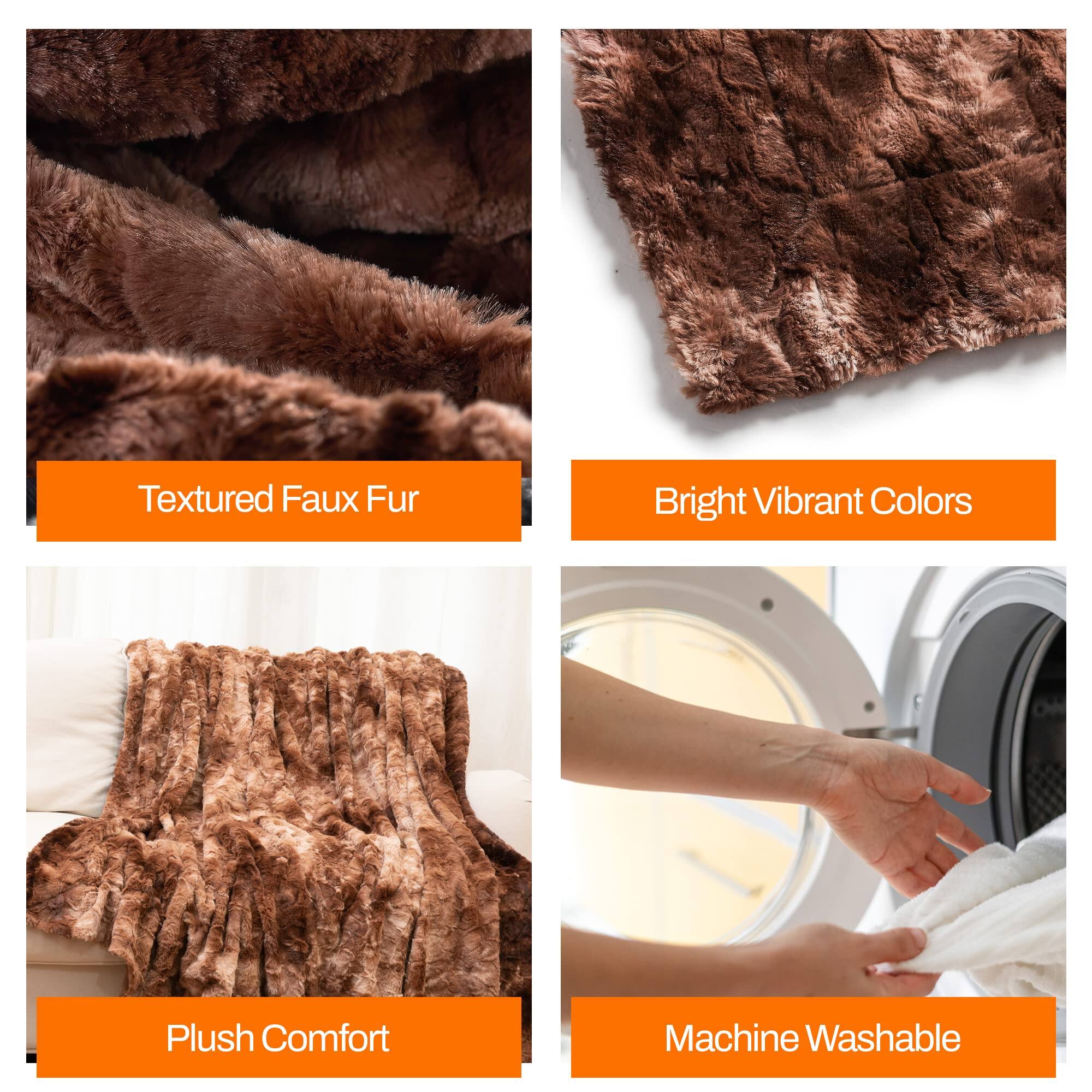 Textured Faux Fur  
Bright Vibrant Colors  
Plush Comfort  
Machine Washable