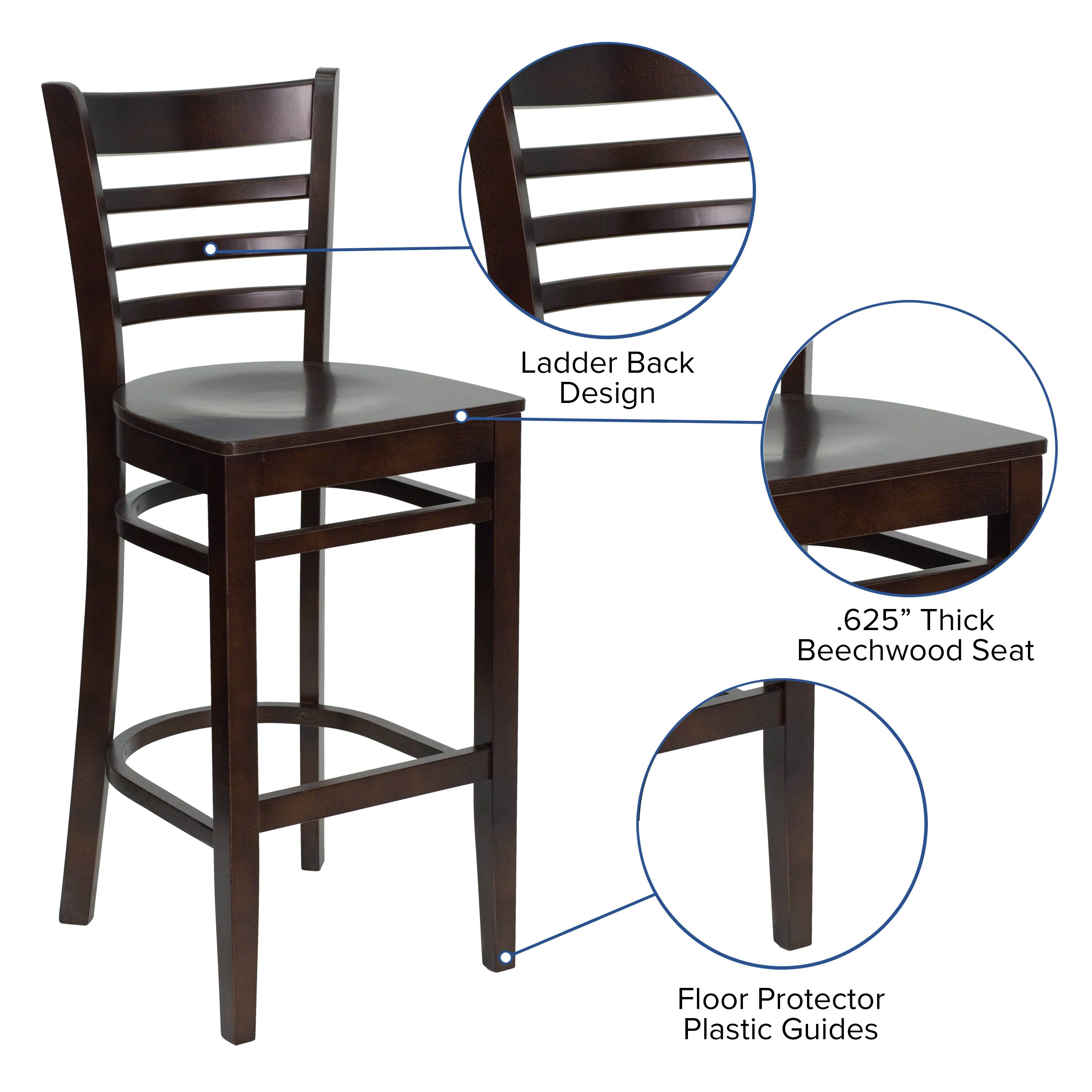 Ladder Back Design  
625" Thick Beechwood Seat  
Floor Protector Plastic Guides