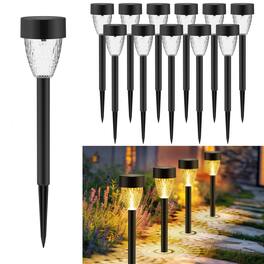 Dazzed Corner - 12 Pack Solar Garden Lights, Outdoor Solar Pathway Lights - Black