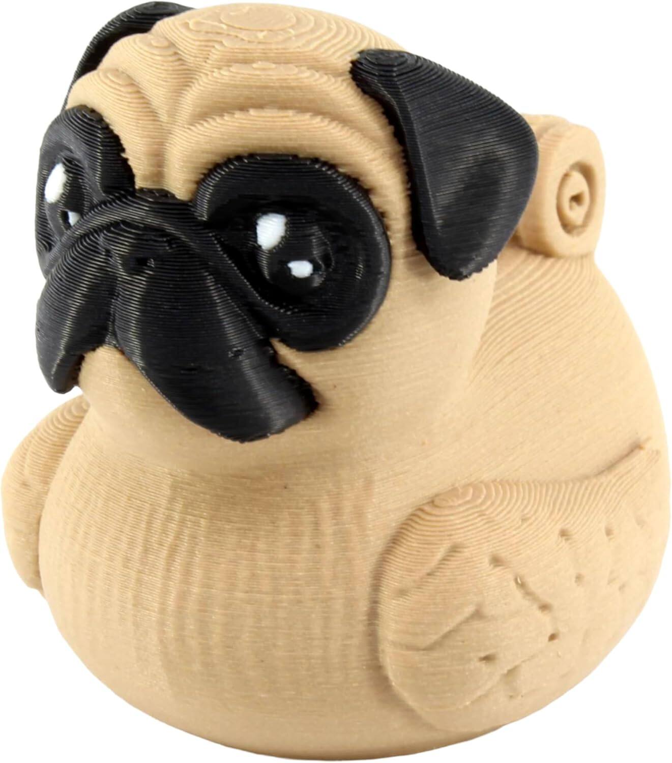 Front. JuzToys - Pug Duck Figurine – Duck for 4x4 Ducking, Fun Car Dashboard Accessory, Unique Pug Gifts, Ducks for Cars by PowerTRC - Brown.