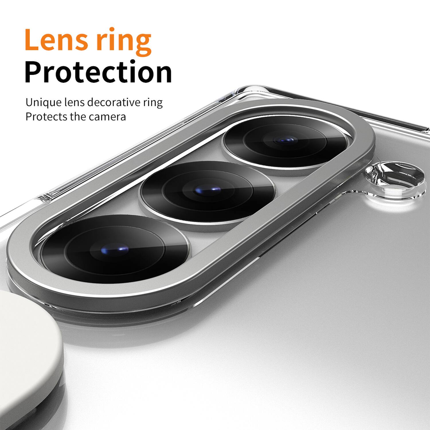 Lens ring Protection  
Unique lens decorative ring  
Protects the camera