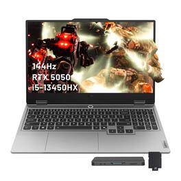 Lenovo - LOQ 15.6" FHD Gaming Laptop,Intel i5-13450HX,16GB RAM,1TB SSD+1TB Dock Set,GeForce RTX 5050,Win 11,Grey - Gray