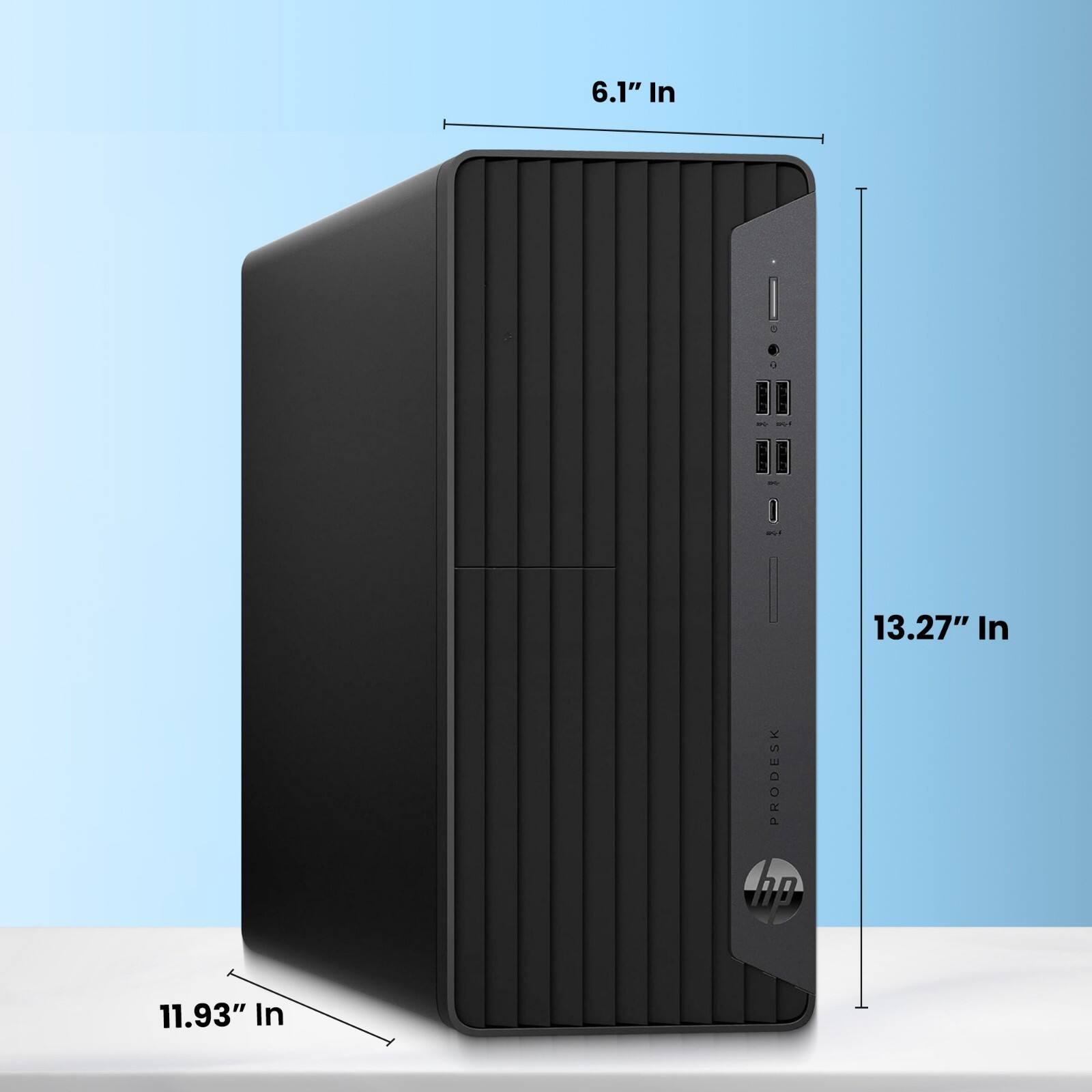 6.1" In  
13.27" In  
PRODESK  
hp  
11.93" In