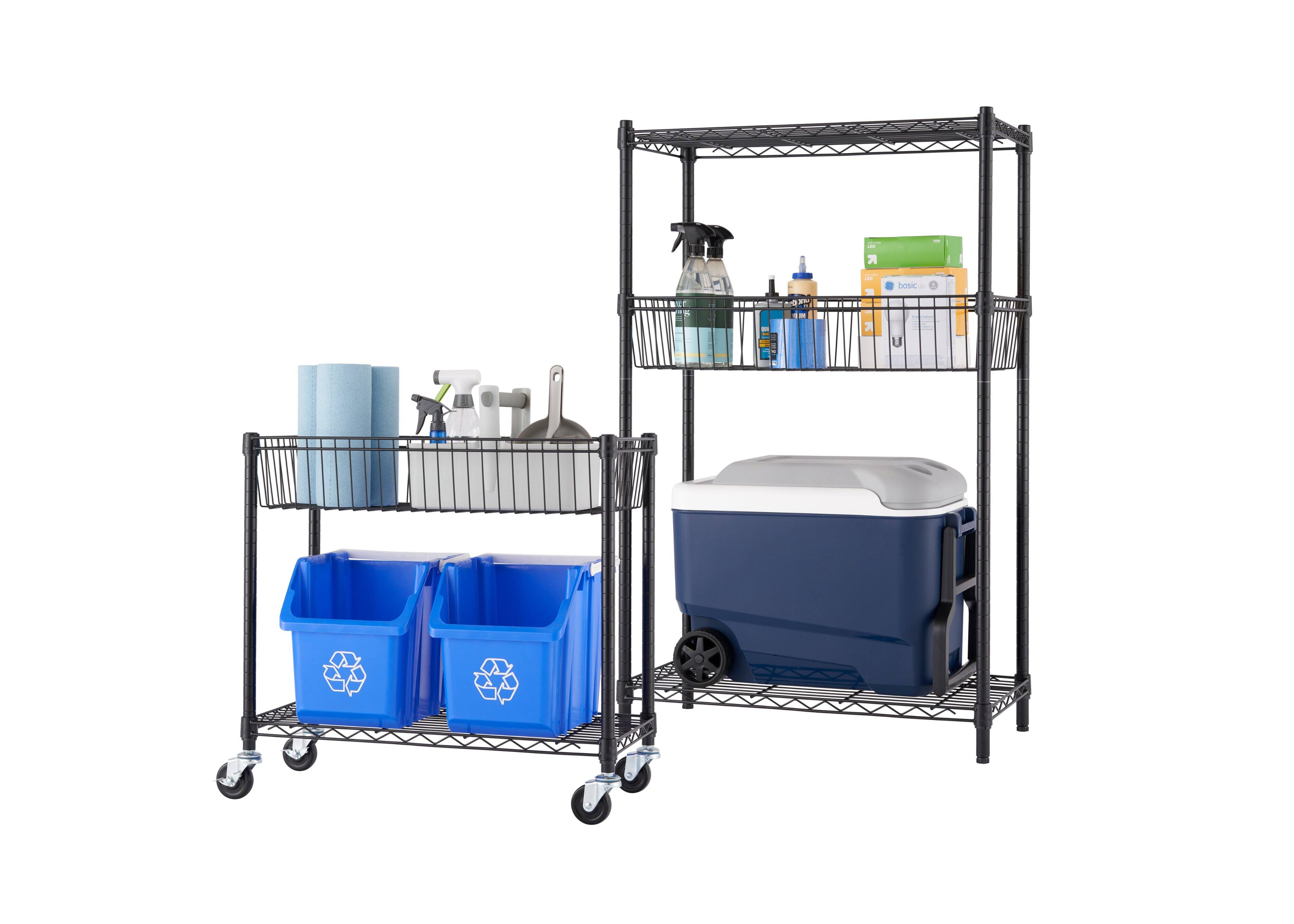 Alt View 16. TRINITY - 5-Tier 30x14x72 Modular Commercial Wire Shelving NSF w/ Baskets & Wheels Black - Black.