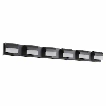 Front. RYHNUYNE - 6‑Light LED Bathroom Vanity Light,Modern Wall Mount Vanity Mirror Light for Bathroom - Black.
