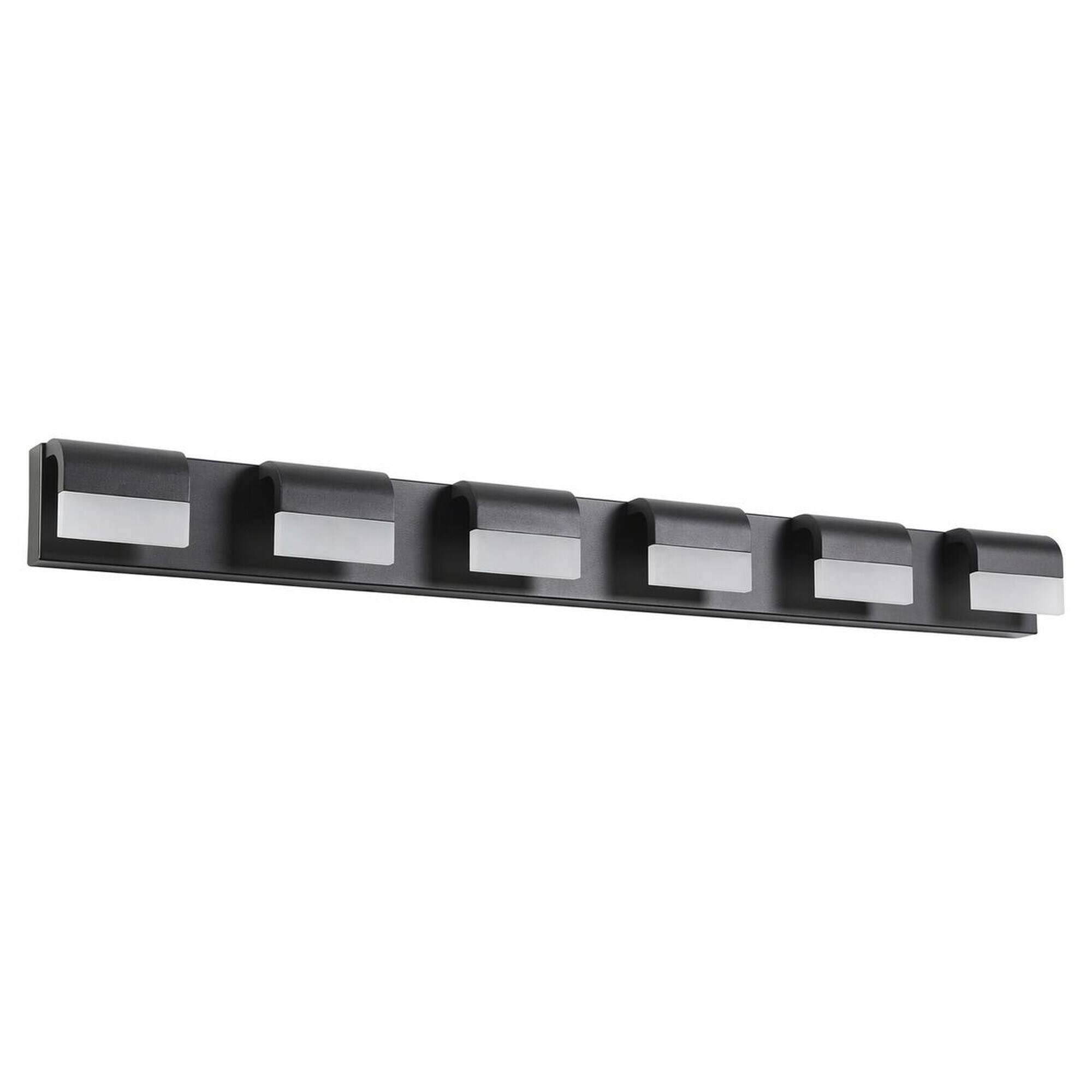 Front. RYHNUYNE - 6‑Light LED Bathroom Vanity Light,Modern Wall Mount Vanity Mirror Light for Bathroom - Black.