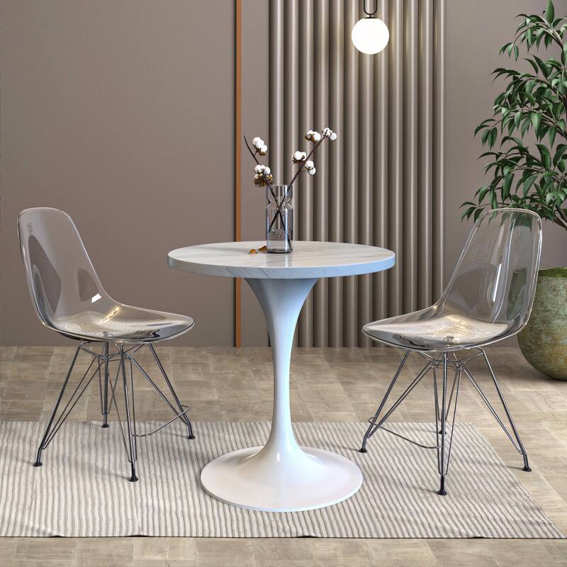 Alt View 2. LeisureMod - Verve 27 Inch Round Dining Table with Laminated Top and White Base, Modern Small Kitchen Bistro Accent Table - White.