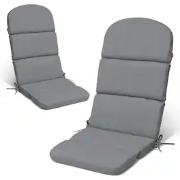 Crestlive Products - 2pc Outdoor water resistant Adirondack High Back Chair Cushion 19.69-in Gray patio chair cushion - Light Gray