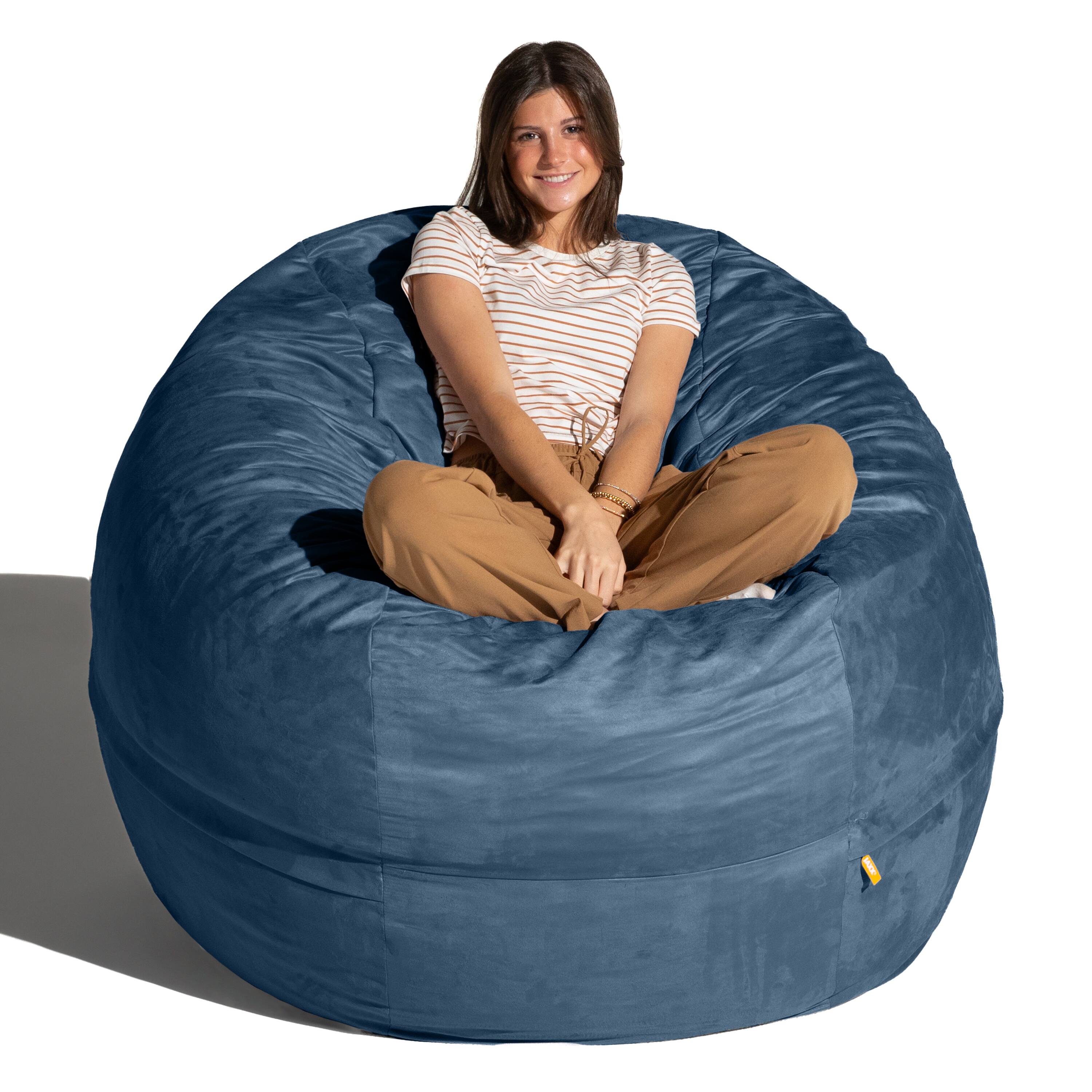 Back. Jaxx - Jaxx Saxx 5 Foot Large Bean Bag w/ Removable Cover, Navy - Navy.