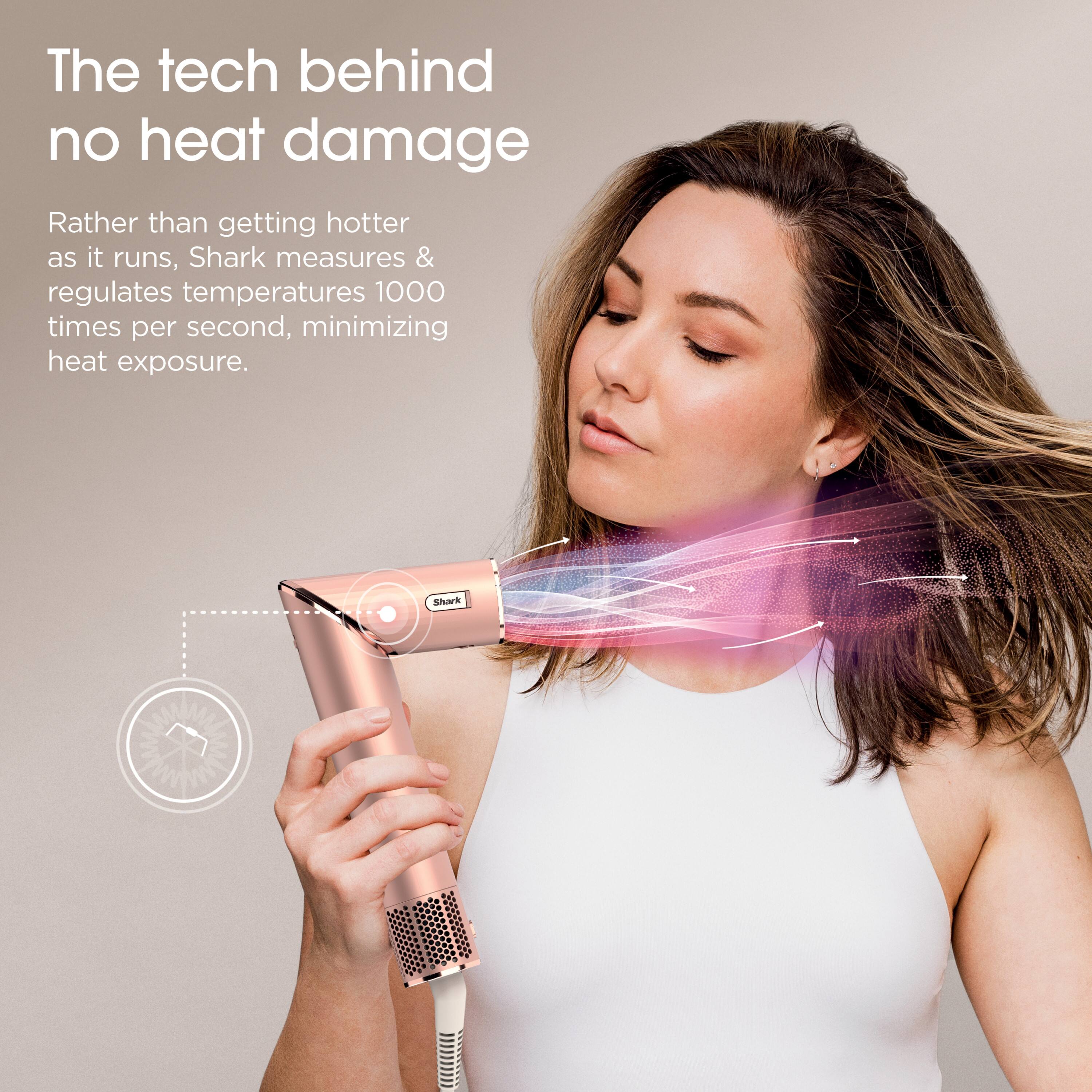The tech behind no heat damage

Rather than getting hotter as it runs, Shark measures & regulates temperatures 1000 times per second, minimizing heat exposure.