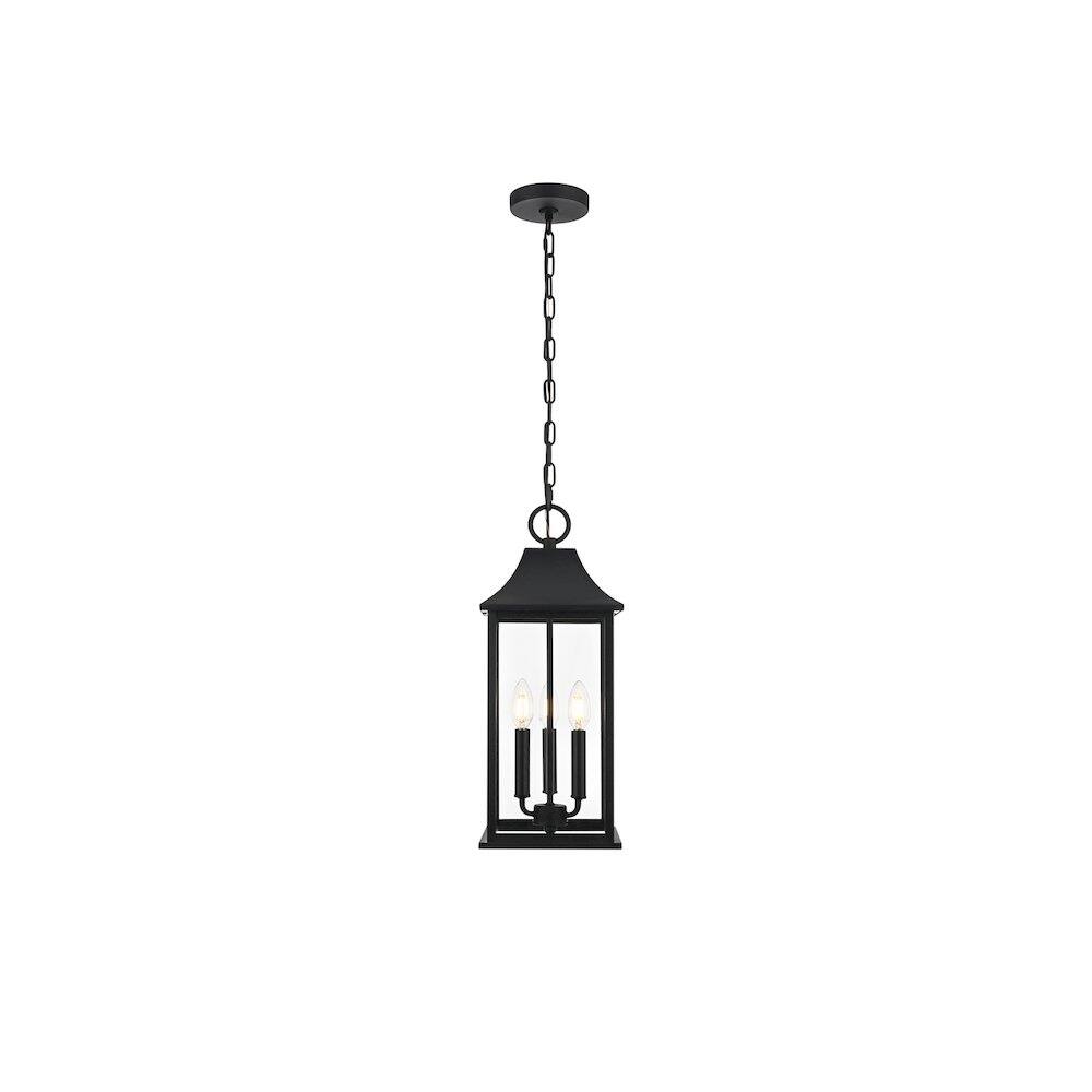 Back. Elegant Lighting - Shepard 8 x 20.5 inch Outdoor Pendant in Black - Black.