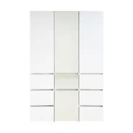 Front. Manhattan Lane - Ely Closet Cabinet Set, Center Mirror Front, 7 Drawers, 71 Inch, White - White.