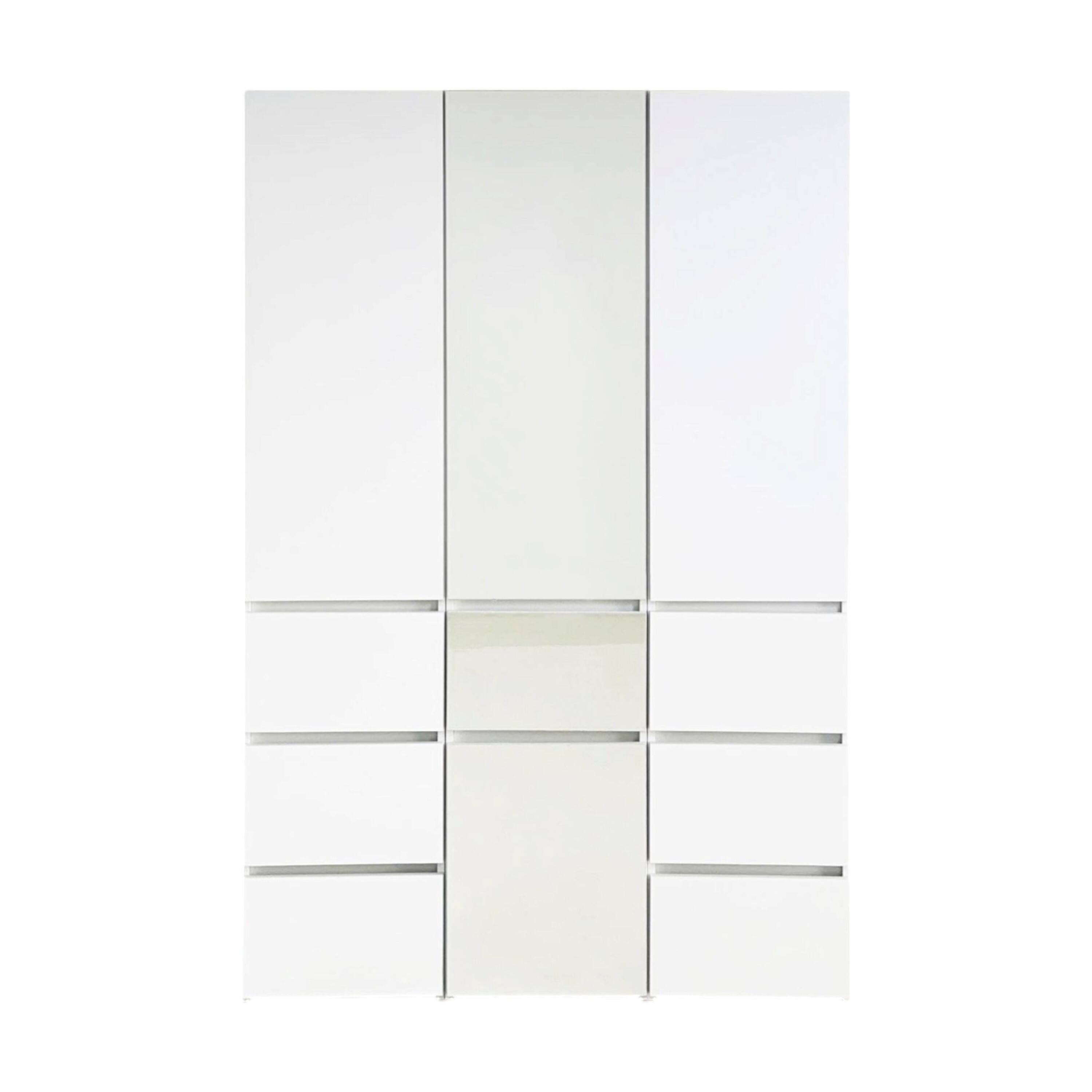 Front. Manhattan Lane - Ely Closet Cabinet Set, Center Mirror Front, 7 Drawers, 71 Inch, White - White.