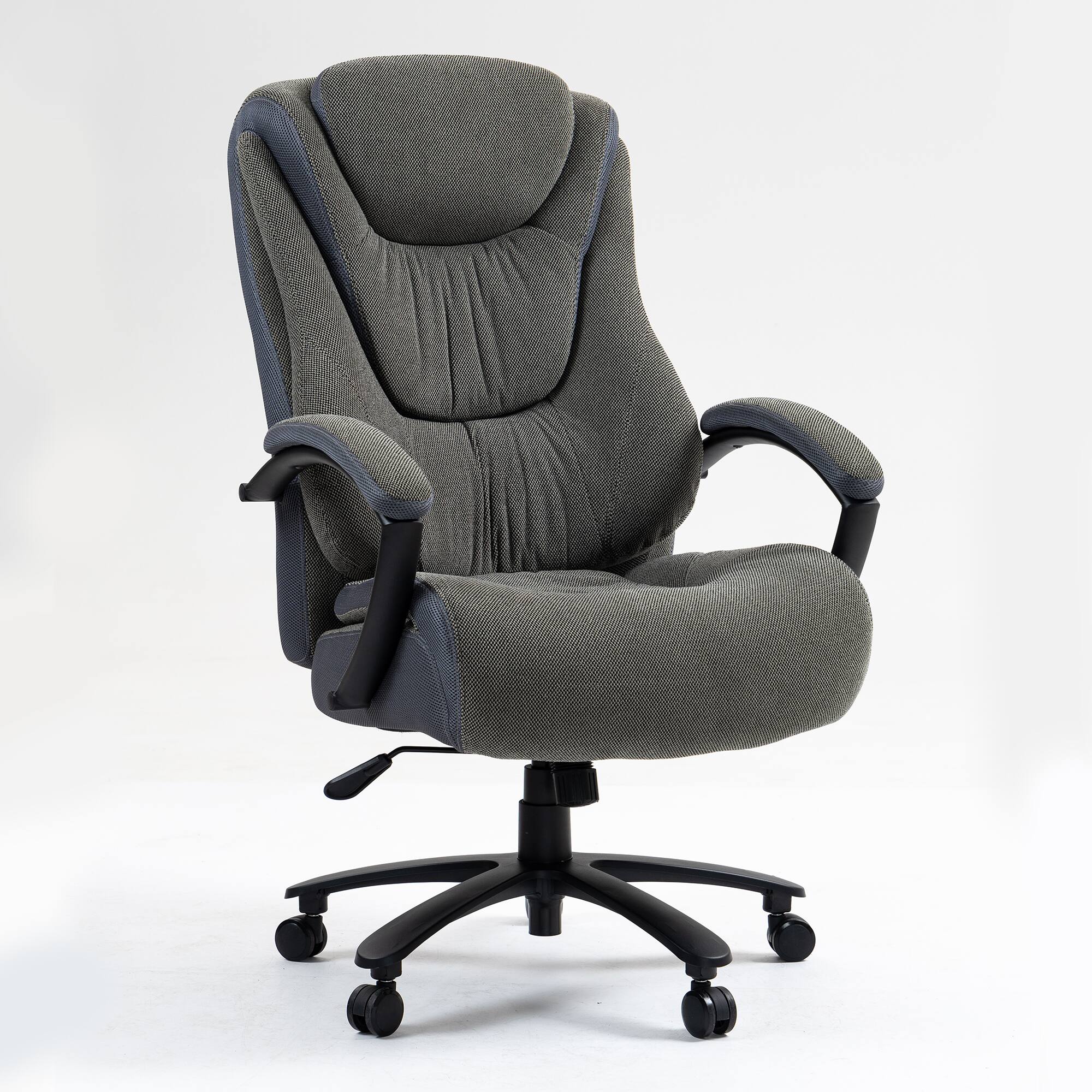 Angle. PexFix - Big and Tall Executive Office Chair, 400 lb. Capacity with S-Curve Lumbar Support for Desk Work - Gray.