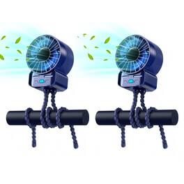 PRIMEPLUS - 2-Pack Multifunctional Portable Stroller Mini Handheld Fan, 4 Speeds 6600rpm Rechargeable, Extended Tripod - Dark Blue-2pcs
