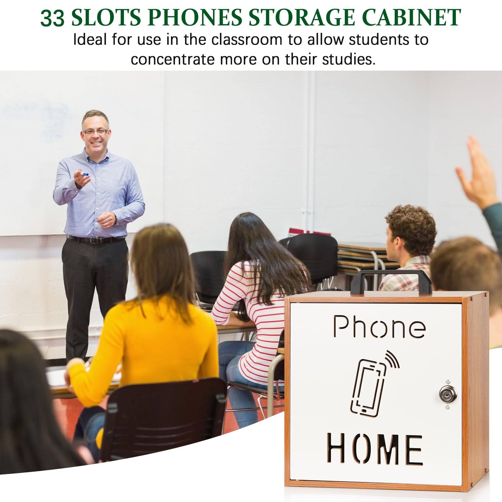 33 SLOTS PHONES STORAGE CABINET  
Ideal for use in the classroom to allow students to concentrate more on their studies.  

Phone HOME