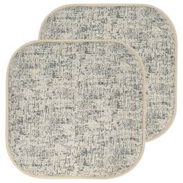 Sweet Home Collection - Broadway Memory Foam No Slip Back 16" x 16" Chair Pad Cushion, 2-Pack - Cream/Blue