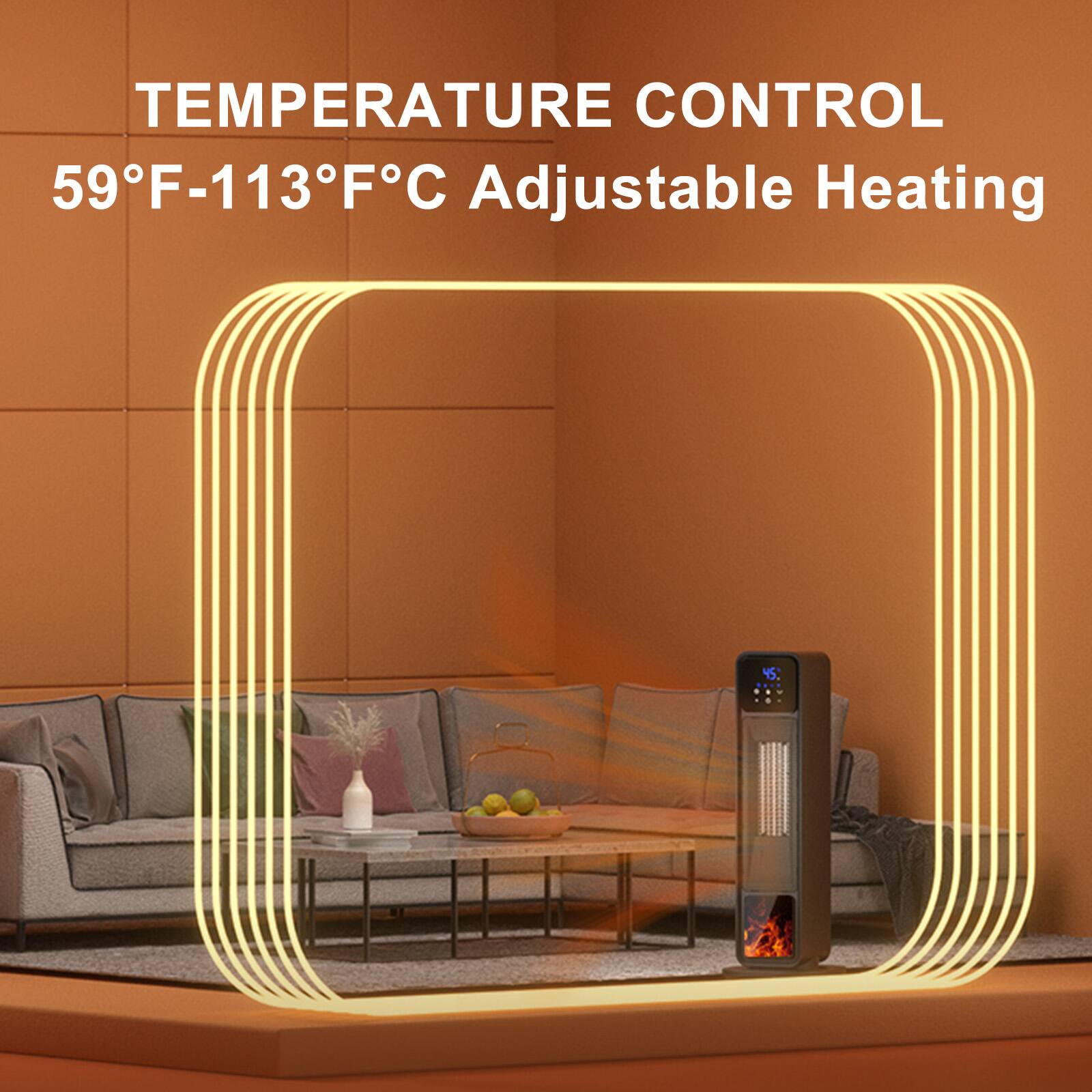 Topteng 1500W PTC Space Heater–Remote&Touch, 70° Oscillation, 12H Timer ...