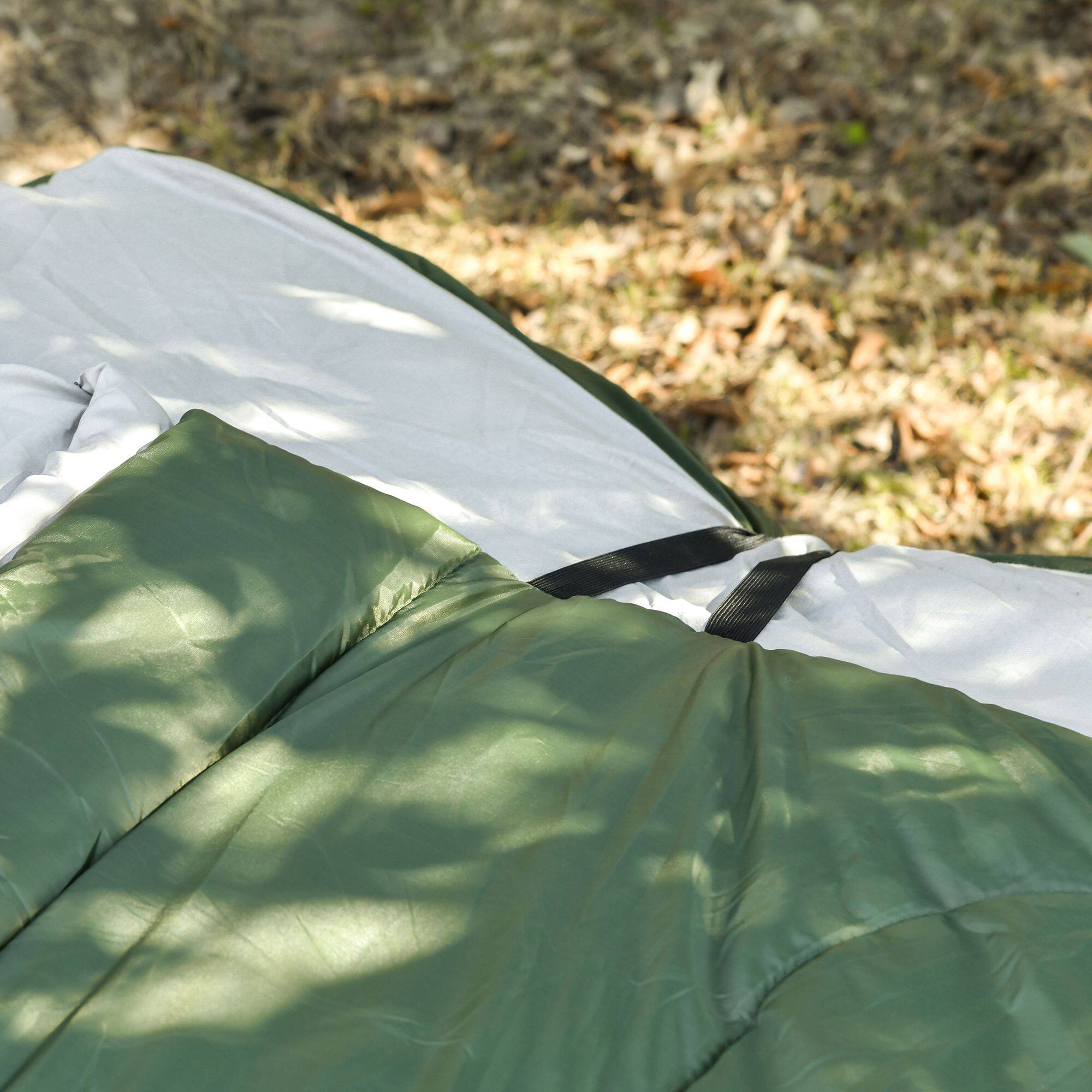 Alt View 4. Outsunny - Outsunny 2-Person Folding Camping Cot Portable Outdoor Bed Set with Sleeping Bag, Inflatable Air Mattress - Green.