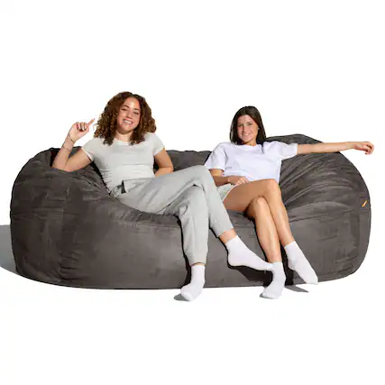 Front. Jaxx - Jaxx 7 Foot Giant Bean Bag Sofa, Charcoal - Charcoal.
