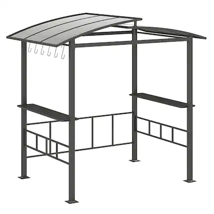 Front. Costway - Costway 8' X 5' Hardtop Grill Gazebo with Vented Polycarbonate Roof Side Shelves Hooks - Black.