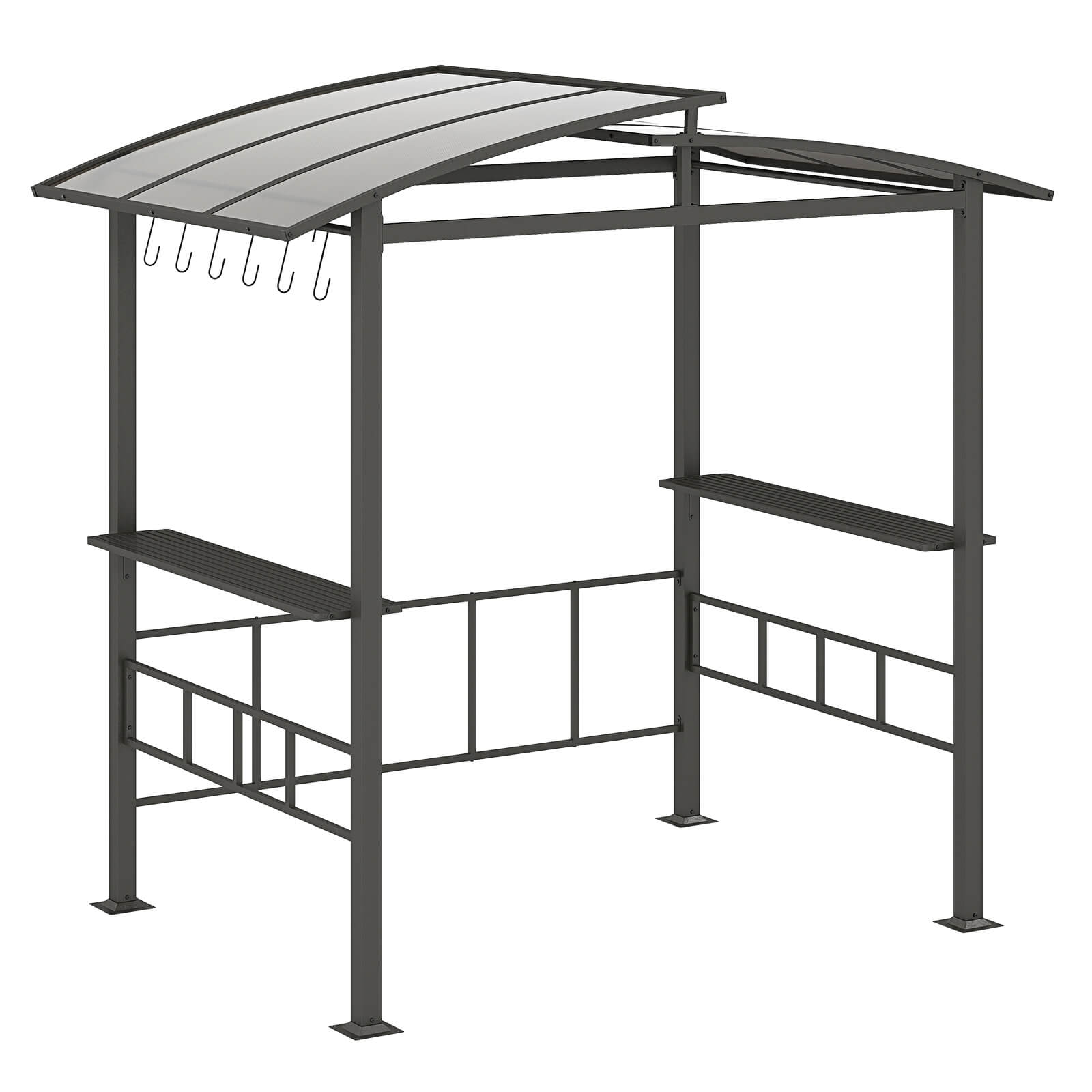 Front. Costway - Costway 8' X 5' Hardtop Grill Gazebo with  Vented Polycarbonate Roof Side Shelves Hooks - Black.