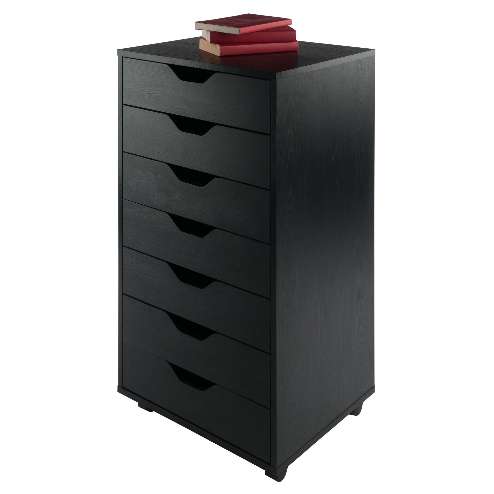 Alt View 6. Winsome Wood - Halifax 7-Drawer Mobile Cabinet - Black.