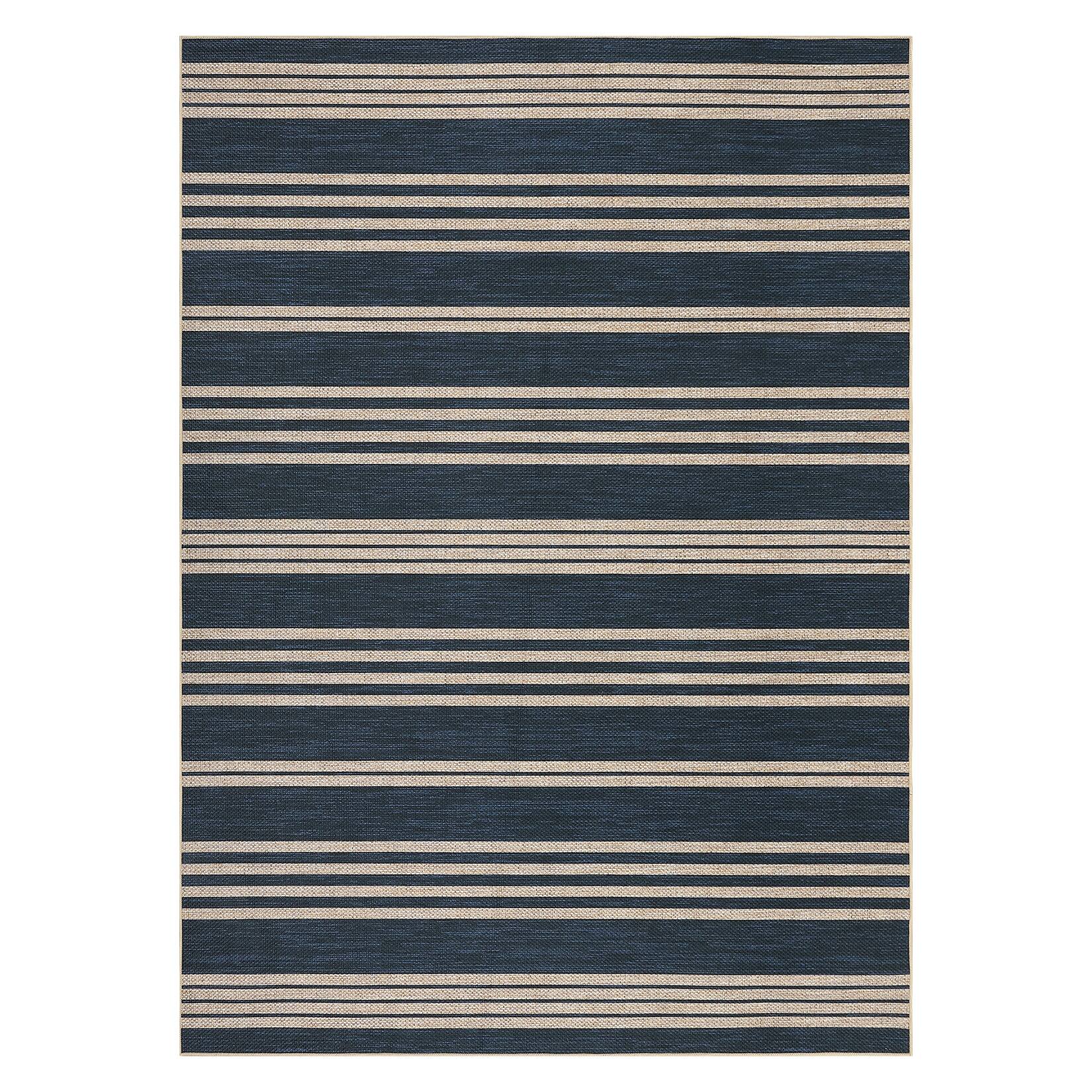 Front. GAOMON - Modern Area Rug Machine Wash Vacuum Clean Ultra Thin Stain Resistant Carpet for Bathroom Hallway Entrance - Navy Blue.