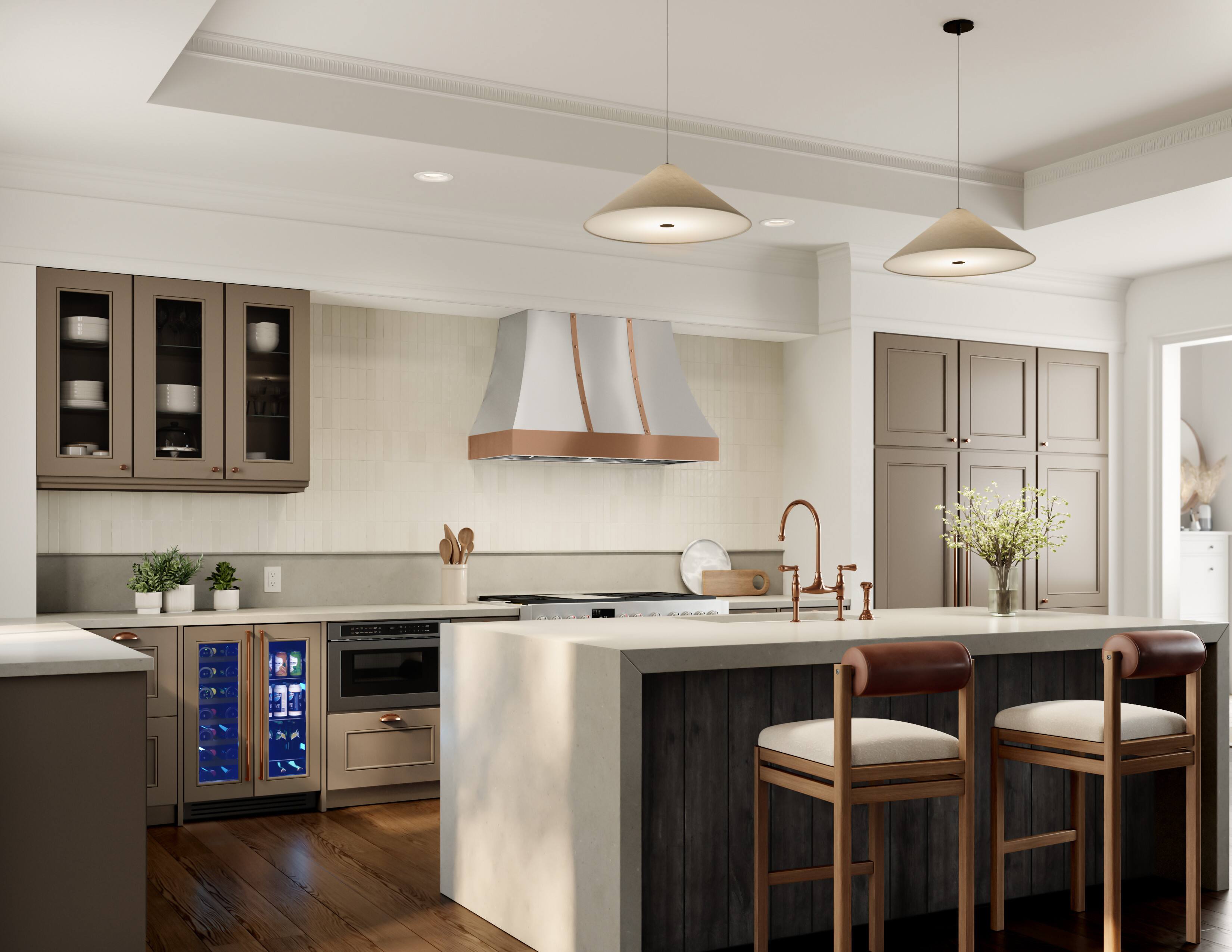 Alt View 13. Zephyr - Banding Kit Trim for Zephyr Alto CHAL36ASX Range Hood - Polished Copper.