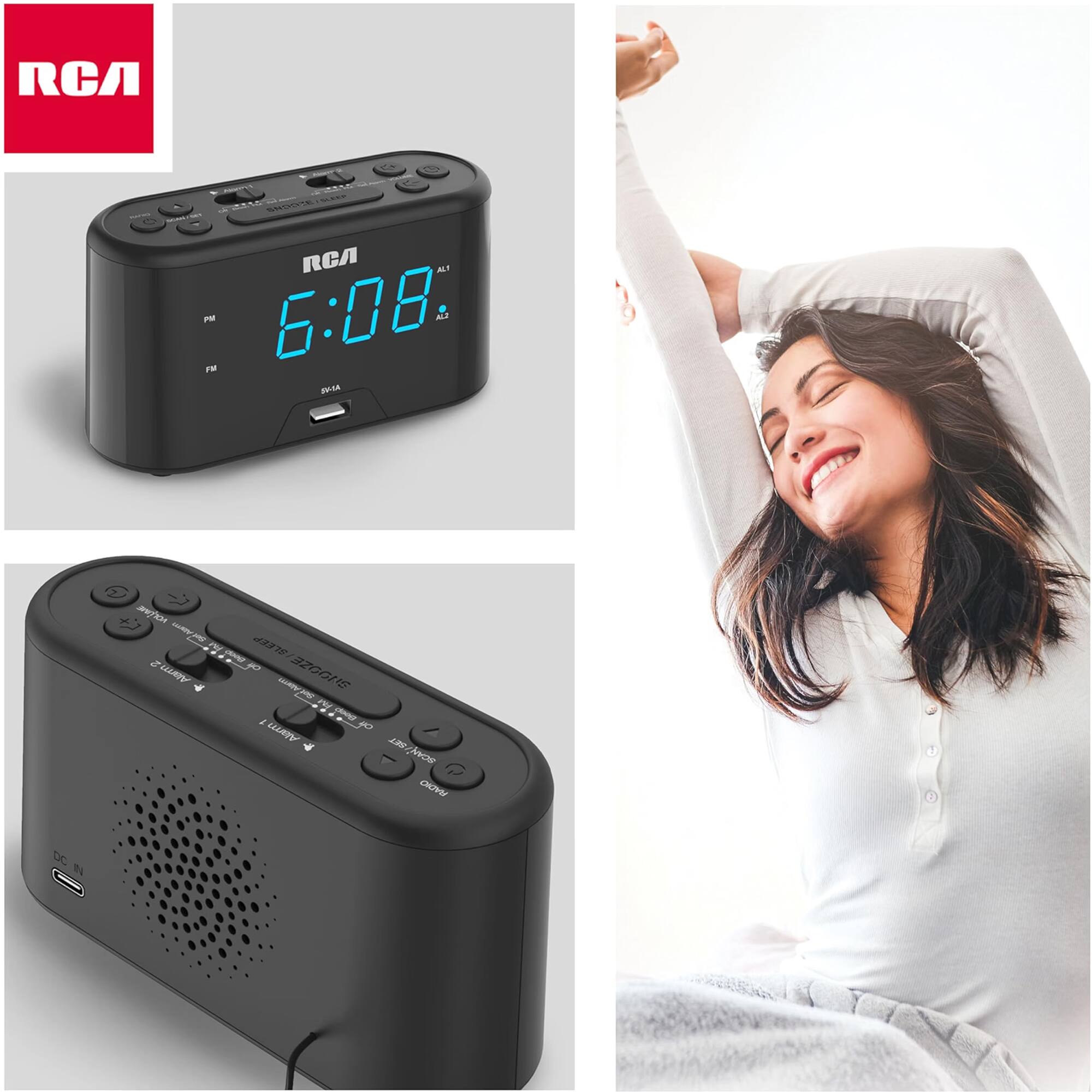 RCA
USCBEM SHOPLE PARTIFICIAL RCA ALT PM FM 6:08: ALZ SU-1A
AOFIWE Alam Set MY doca SLEEP Alarm2 OF SIGNSE Alam Set M 1 Seep yo Alarm
SET SCAN RADIO
DC