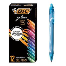 BIC - Gel-ocity Quick Dry Retractable Gel Pen, Medium Point, 0.7mm, Ink, Dozen - Assorted